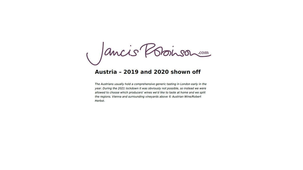 Jancis Robinson – Austria – 2019 and 2020 shown off