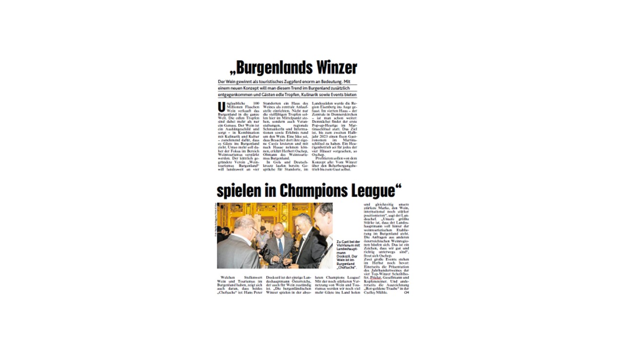 "Burgenland's vintners play in the Champions League"