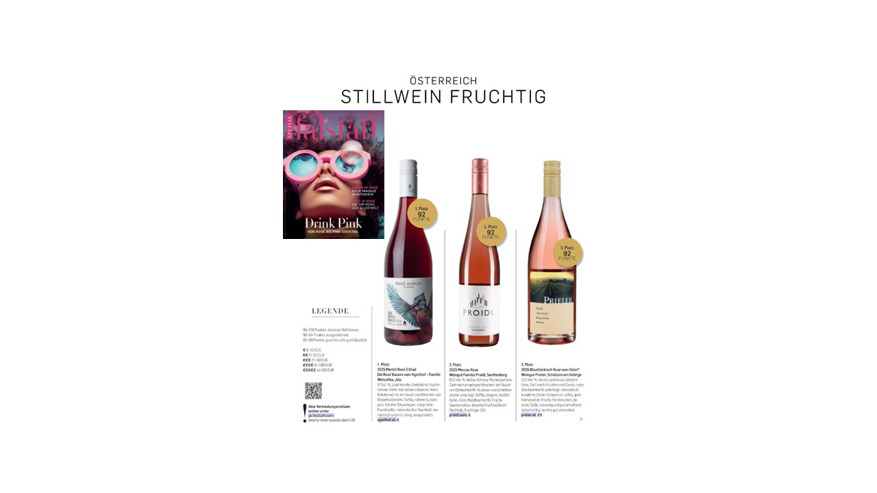 Falstaff 3. Platz Rosé Stillwein fruchtig