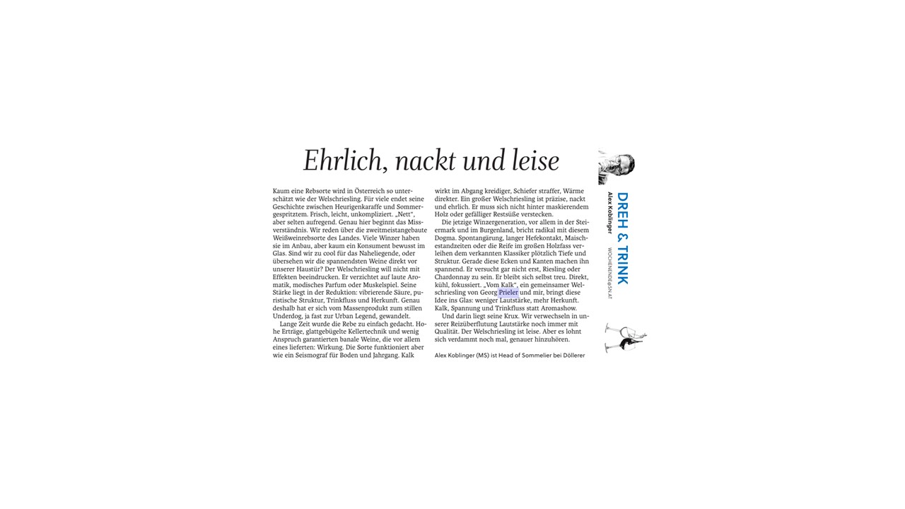 Welschriesling – Ehrlich, nackt und leise